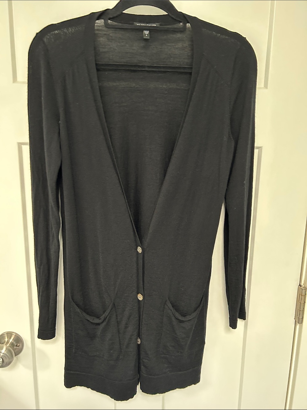 Eileen Fisher Black Longline Button-Front Cardigan